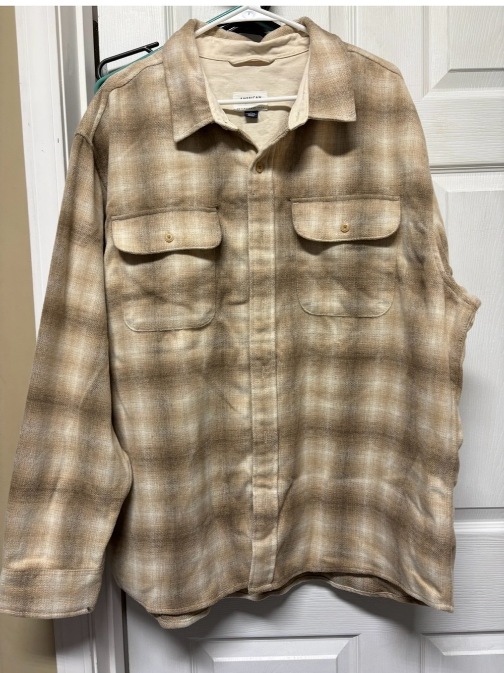 American Eagle Outfitters Beige Plaid Shirt Jacket